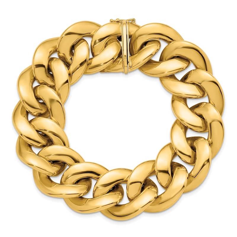 Curata Italian 18k Yellow Gold 20mm 8" Chunky Curb Link Bracelet - 20mm x 8"