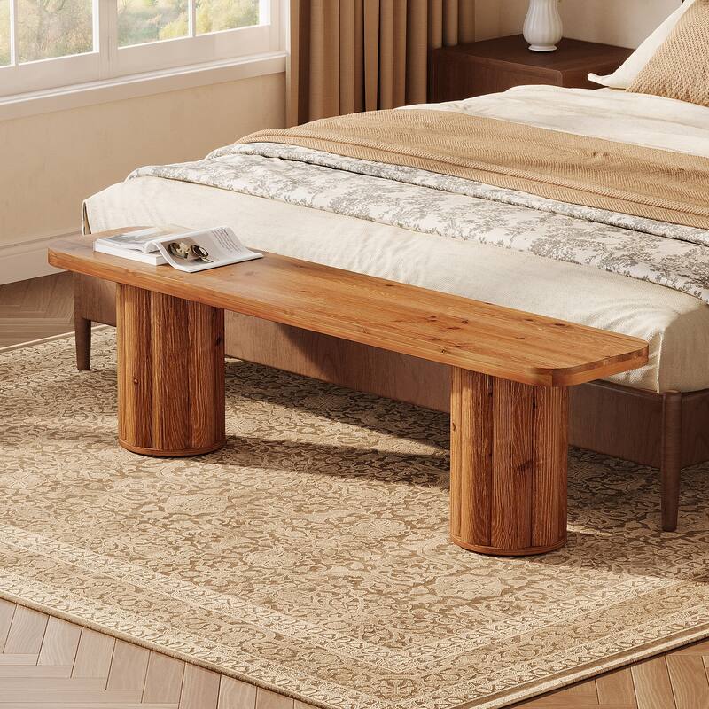63" Solid Wood Extra Long Dining Bench, Kitchen Bench Entryway Accent Bench for Dining/Living Room Foyer Entrance Bedroom