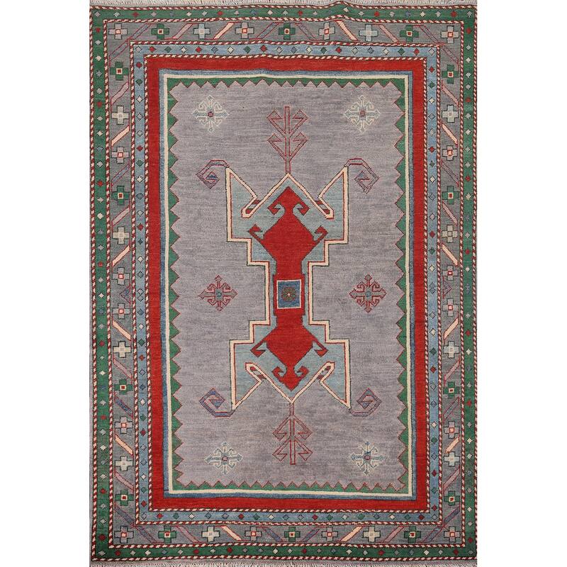Kazak Accent Rug Hand-Knotted Traditional Wool Carpet - 4'4" x 5'11"