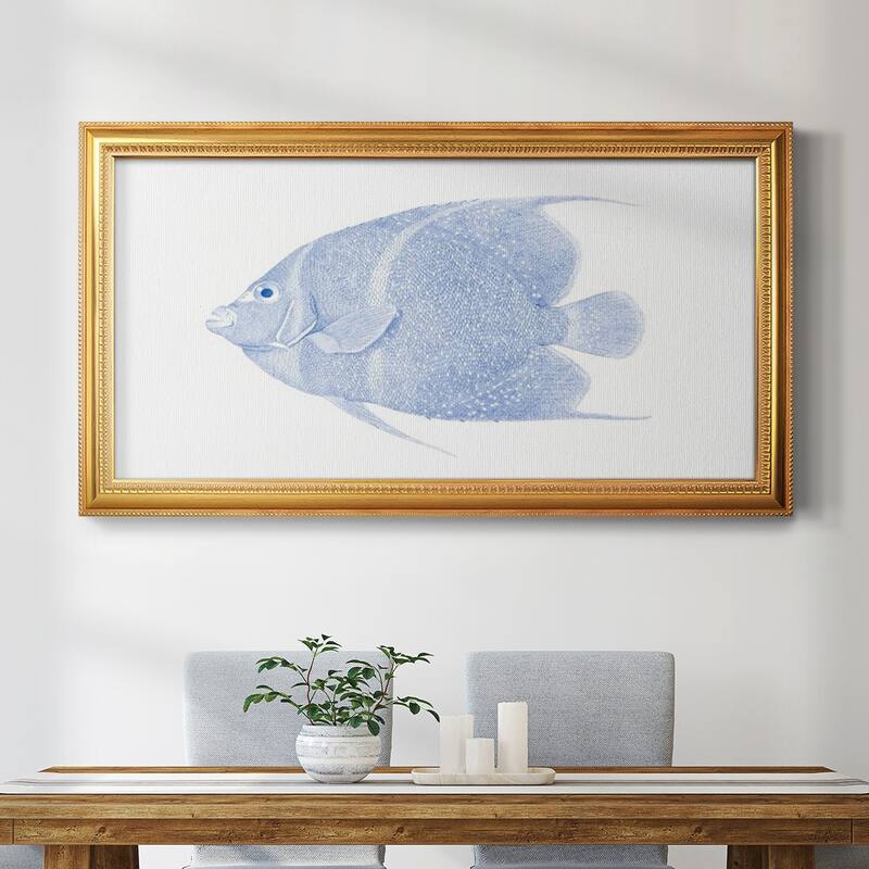 Blue & White Tropical Fish V Premium Framed Canvas- Ready to Hang