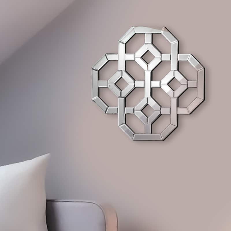 Allan Andrews Wall Mirror with Intersecting Mirrored Lines Design - 20" x 20"