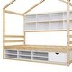 preview thumbnail 38 of 116, Bedroom House Bed with Roof Frame Bedside-shelves and Under Bed Storage Unit