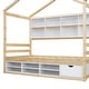 preview thumbnail 10 of 12, Twin House Bed with Roof Frame, Bedside-shelves, Under Bed Storage Unit