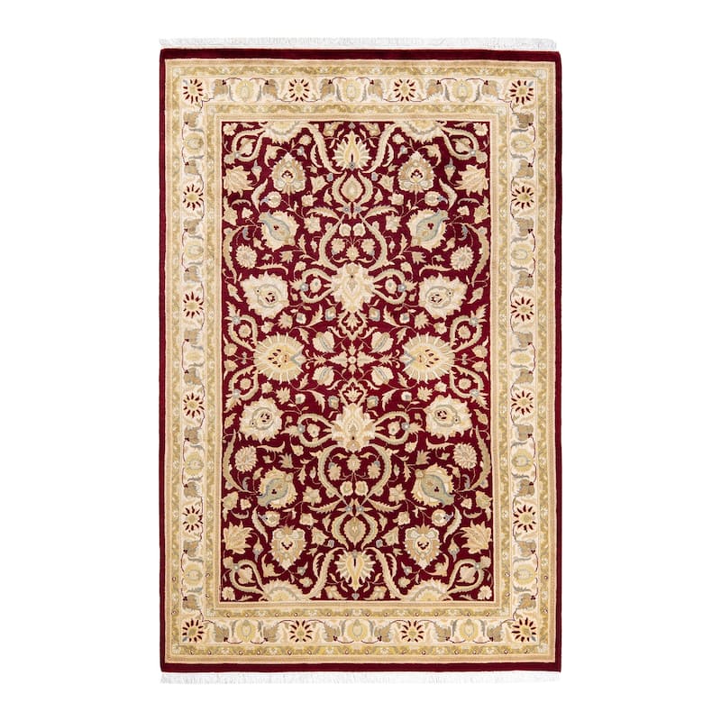 Overton Handknotted Wool Traditional Oriental Red Area Rug - 4' x 6' - Red - 4' x 6'
