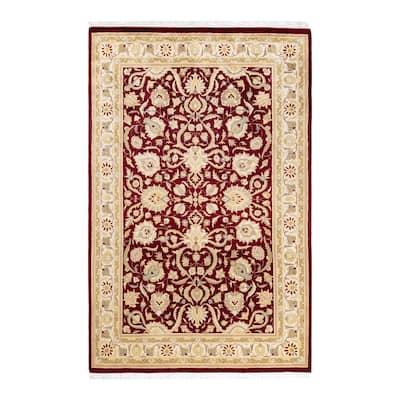Overton Handknotted Wool Traditional Oriental Red Area Rug - 4' x 6'