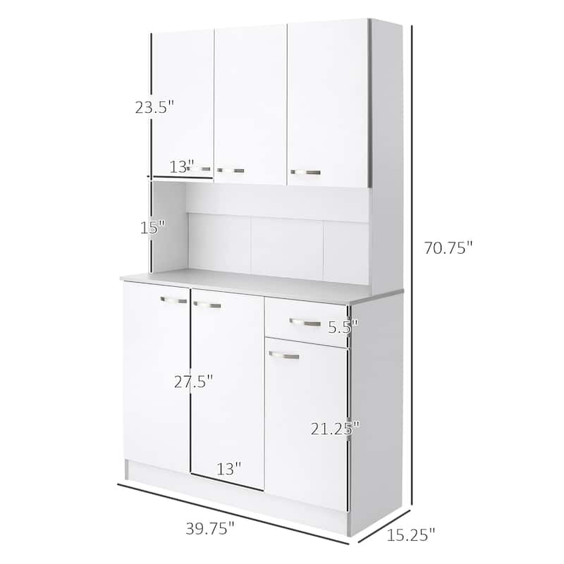 71" Modern Freestanding Kitchen Buffet Hutch With Server and Storage
