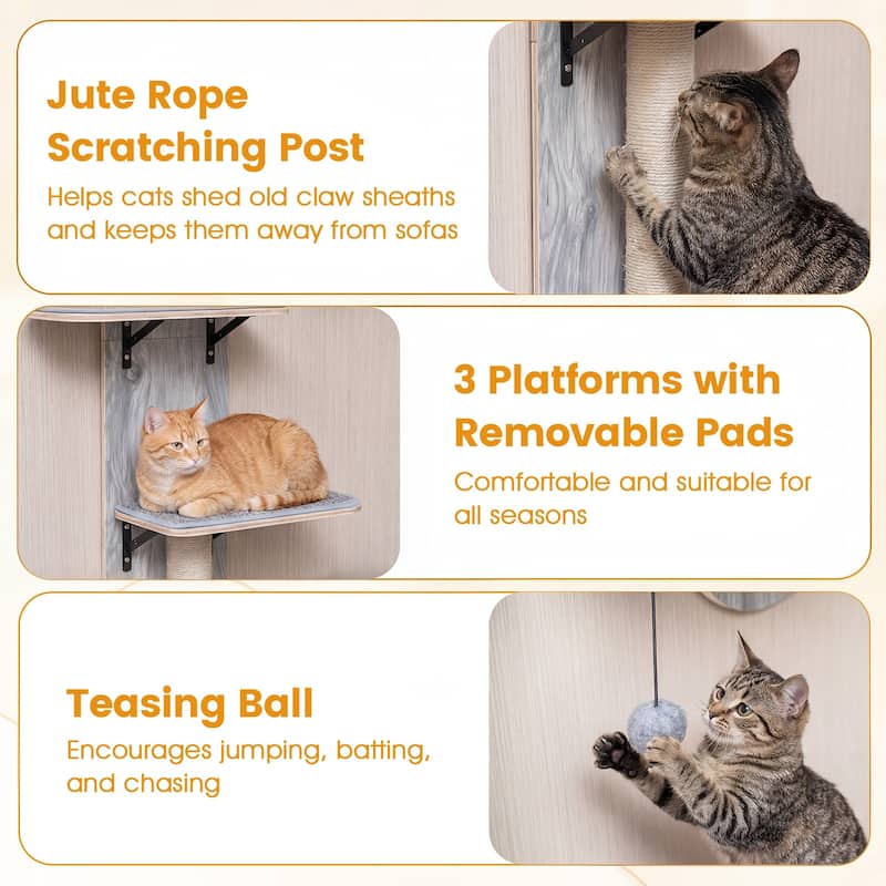 Gymax Door Hanging Cat Climber w/Plush Bed Scratching Post Carpeted
