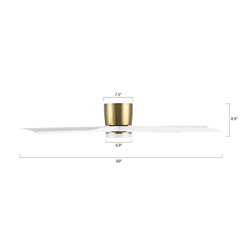 WINGBO 60" Flush Mount DC Ceiling Fan with Lights, 4 Reversible Blades, Hugger Low Profile Indoor Ceiling Fan