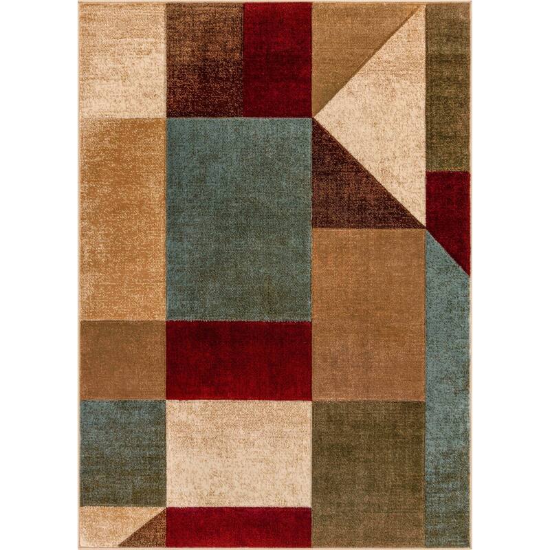 Well Woven Good Vibes Marcia Modern Geometric Area Rug - Multi-Color High-Low Block Pattern - 5'3" x 7'3"