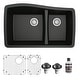 preview thumbnail 39 of 63, Karran Undermount Quartz 33 in. Double Bowl 60/40 Kitchen Sink with Bottom Grids and Strainers