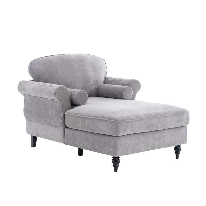 Oversized Chaise Lounge Chenille Chair Indoor Single Sofa with Wide Seat Design Suitable for Living Room Bedroom