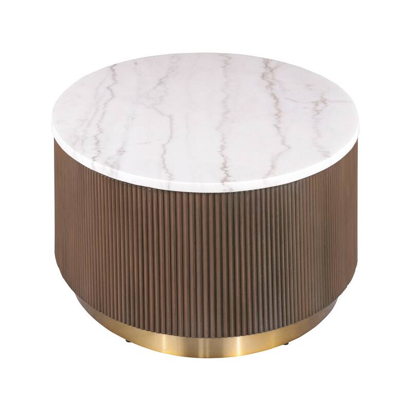 Furniture of America Torin Modern Genuine Marble Top Round Coffee Table