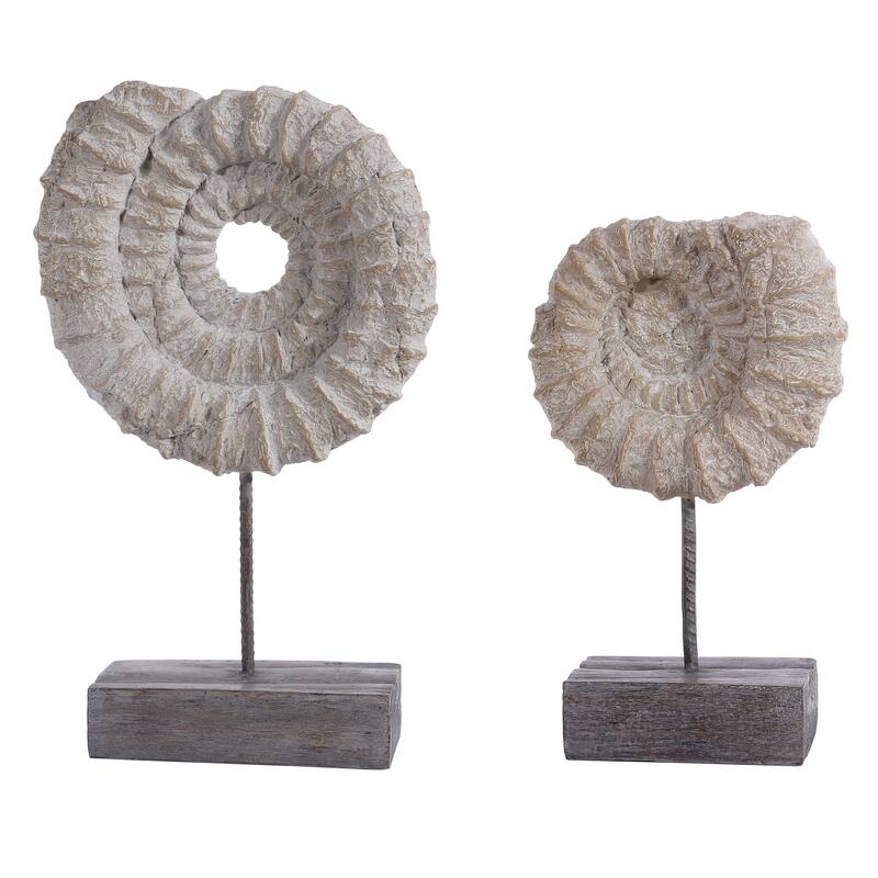 SAFAVIEH Yuuka Nautical Ammonite Shell Table Decor (Set of 2) - 3.2" W x 8.3" L x 14.2" H - 3Wx8Dx8H
