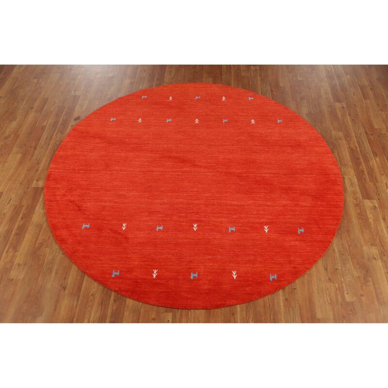 Hand Knotted Oriental 100% Wool Carpet Tribal Animal Pictorial Oranges & Rust Gabbeh Area Rug - 6' 6'' X 6' 6''