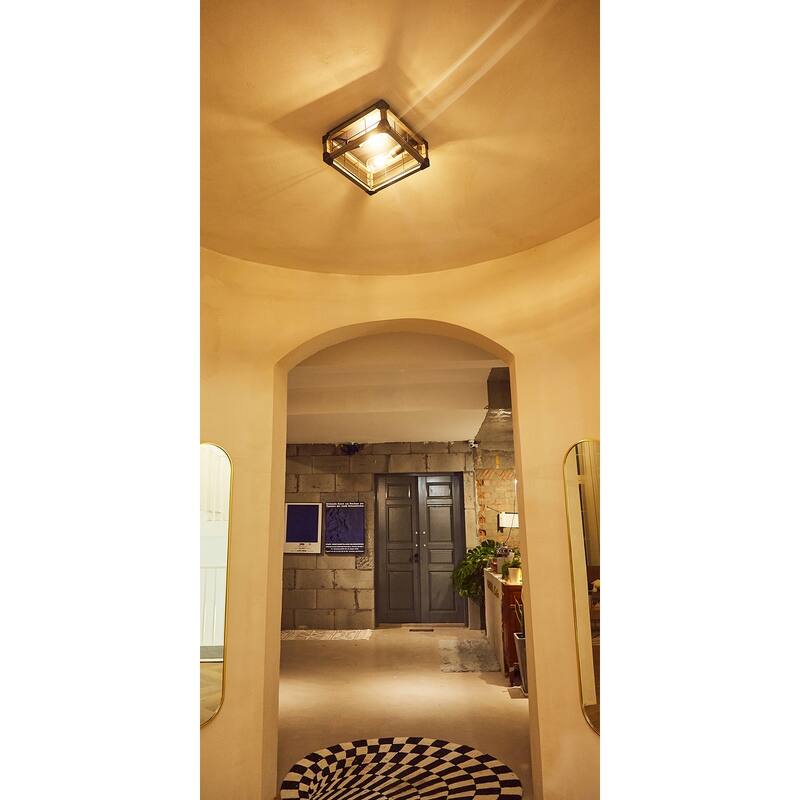 2 Light Farmhouse Flush Mount Ceiling Light - 12.97"x12.97"x5.83"