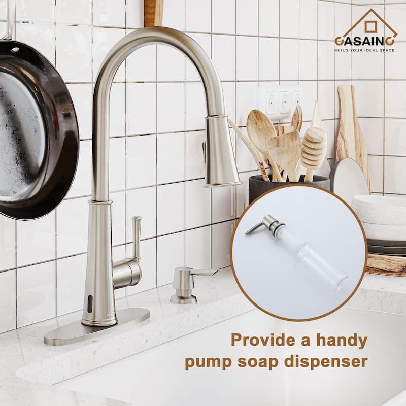 Undermount Nano Brushed Stainless Steel Workstation Kitchen Sink with Sensor-Activated Kitchen Faucet and Accessories