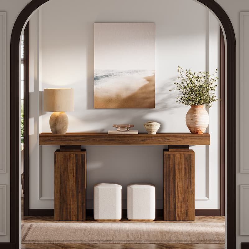 63-Inch Console Table, Wooden Entryway Table, Long Sofa Table for Hallway, Living Room, Foyer, Entrance