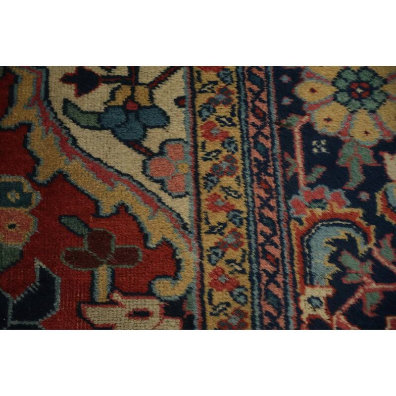Hand Knotted Oriental 100% Wool Carpet Traditional Medallion Oranges & Rust Heriz Area Rug - 11' 2'' X 8' 2''