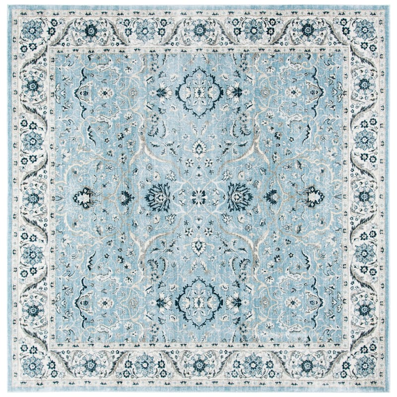 SAFAVIEH Isabella Pietra Traditional Oriental Rug - 6'7" Square - Light Blue/Cream - Square