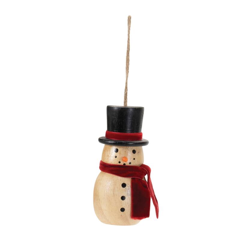 Wooden Snowman Ornament (Set of 12) - N/A