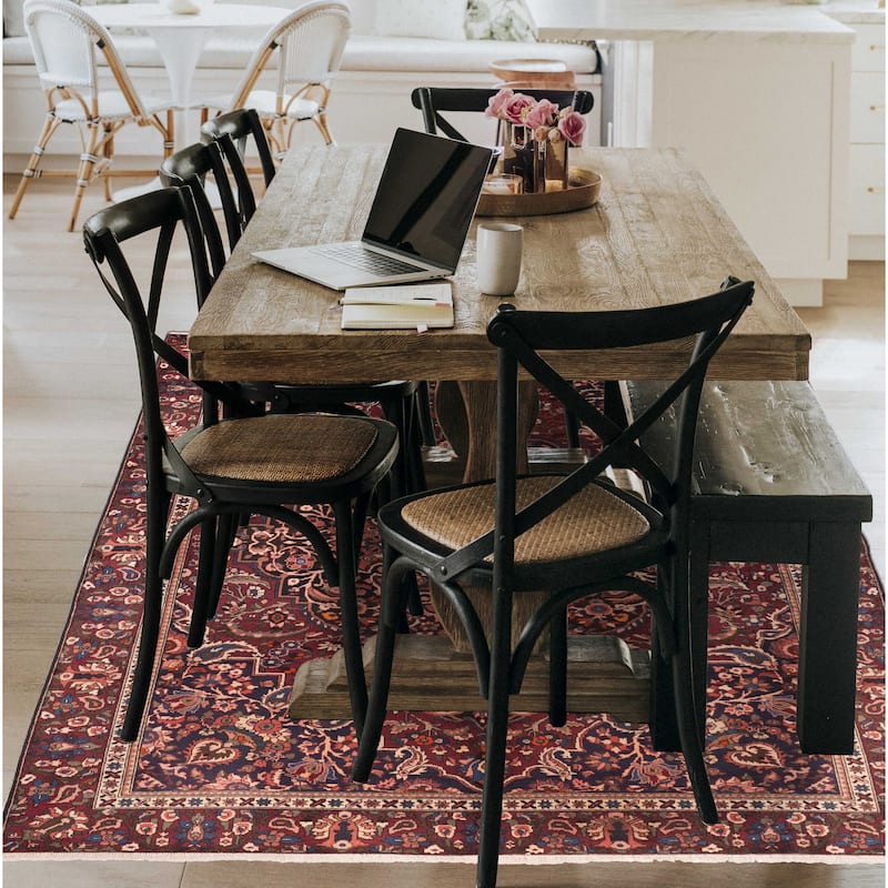 ECARPETGALLERY Hand-knotted Kayseri Dark Red Wool Rug - 6'8 x 9'11