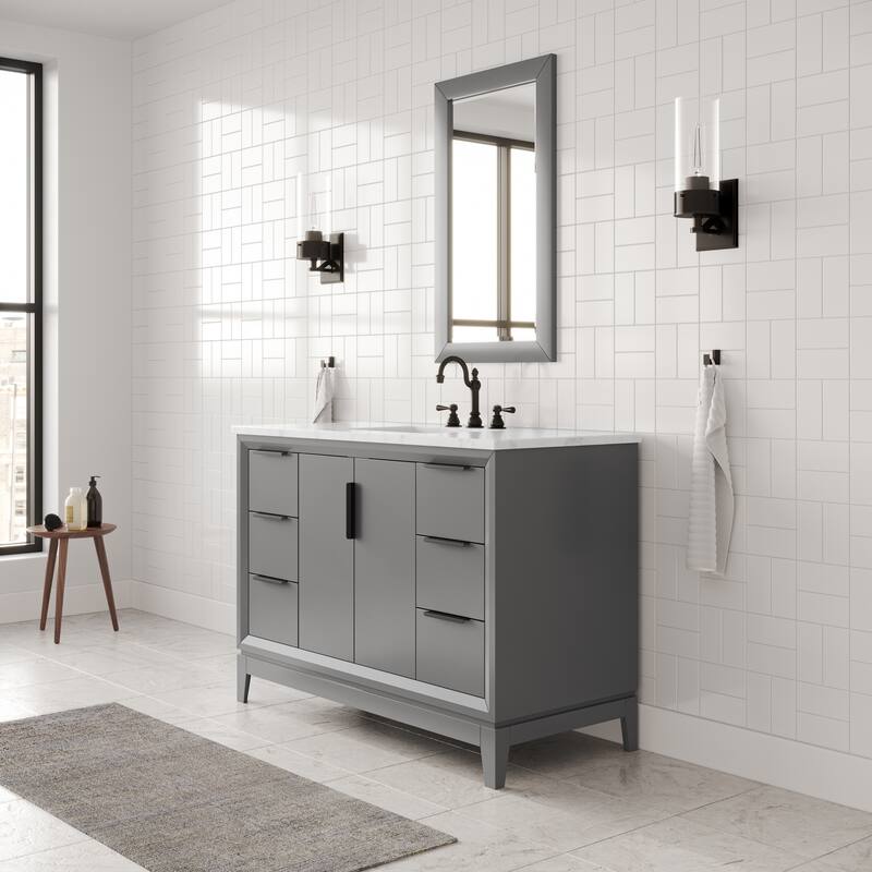 Elizabeth 48" Carrara White Marble Bathroom Vanity with Faucet