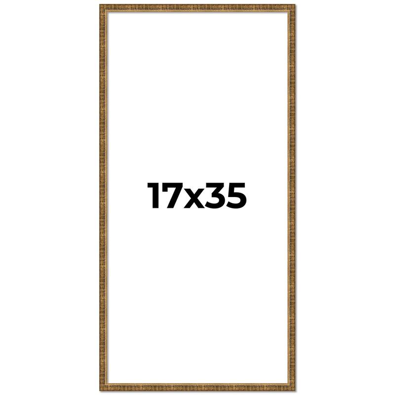 17x35 Frame Gold Solid Wood Picture Frame - Complete Modern Photo