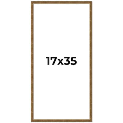 17x35 Frame Gold Solid Wood Picture Frame - Complete Modern Photo