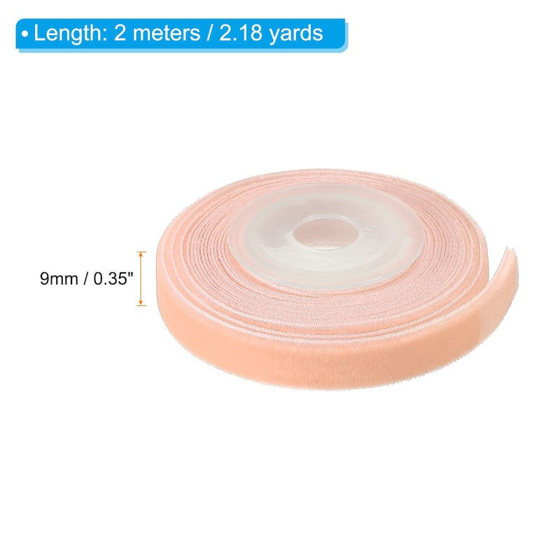 0.35" x 2.18 Yard Ribbon Single Faced Velvet Spool for DIY - Pink
