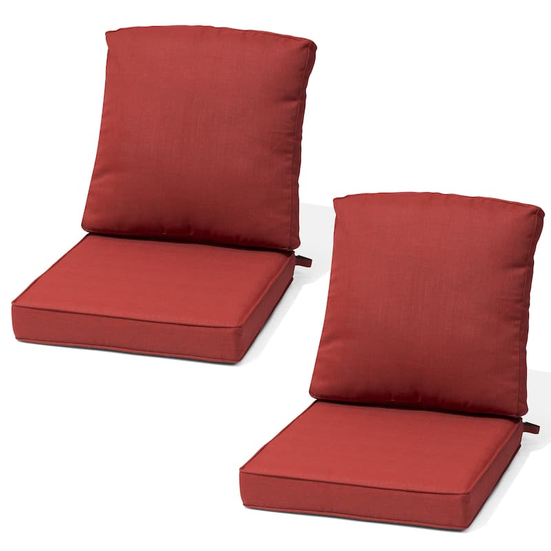 22 x 21 in Patio Premium fabric Outdoor Seat Cushions Set (Seat & Back) - 2PC - CHILI