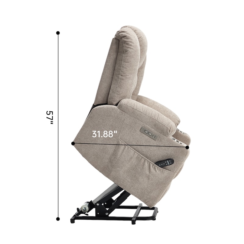 Power Lift Recliner Chair with Massage & Heat, Heavy Duty Electric Recliner, Recliner Chair with USB Ports & 2 Cup Holders