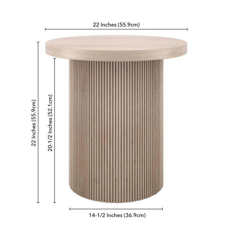 Isa 22" Wide Round Fluted Side Table - 22" Wide
