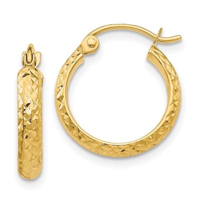 Curata 10k Yellow Gold 2.8mm Diamond-cut Hollow Hoop Earrings - 15mm 18mm 25mm 30mm 37mm 46mm