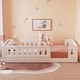 preview thumbnail 3 of 24, Twin Size Floor Platform Bed with Fence Guardrail, Solid Wood Montessori Bed Kids Bed Frame Low Grounded Bed for Toddlers