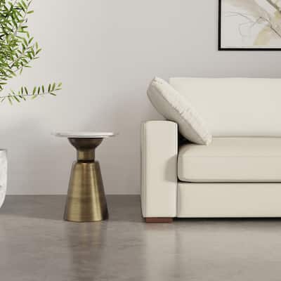 WYNDENHALL Viviana Modern 16 inch Wide Metal Side Table in Antique Brass - 16 inch Wide