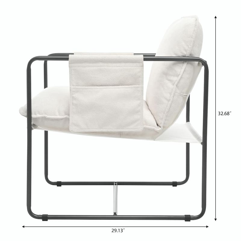 Iron Frame Accent Chair with High Armrest Design