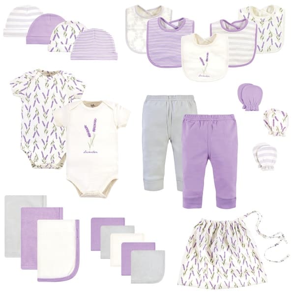 slide 1 of 1, Touched by Nature Baby Girl Organic Cotton Layette Set and Giftset, Lavender, 0-6 Months - Lavender 0-6 Months - Lavender