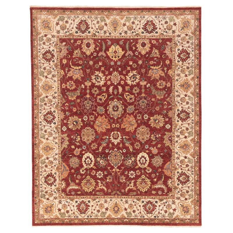 ECARPETGALLERY Hand-knotted Jamshidpour Dark Red Wool Rug - 7'11 x 10'0