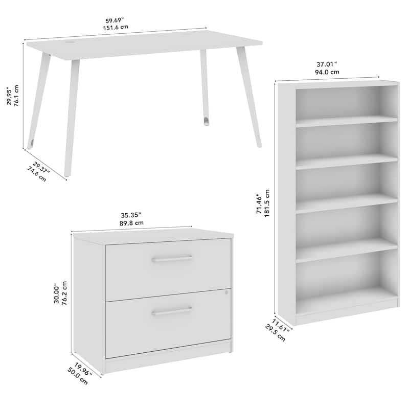 Bush Business Furniture Vista 60W Desk with File Cabinet, Bookcase
