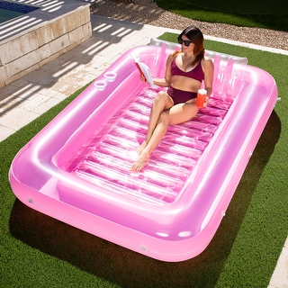 XL Inflatable Tanning Pool Lounge Float 85 x 57 Extra Large Sun Tan Tub Adult Pool Floats Raft for Pool Sunbathing Suntan Blow Bed Bath Beyond 40550628