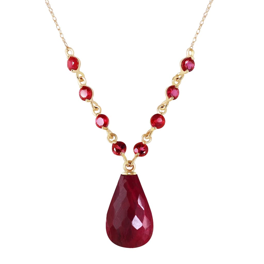15.8 Carat 14K Solid Gold Everlasting Natural Ruby Briolette Necklace