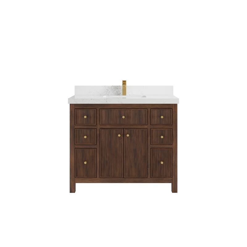 Willow Collections 42 in. W x 22 in. D Sonoma Teak Single Sink Bathroom Vanity with Countertop