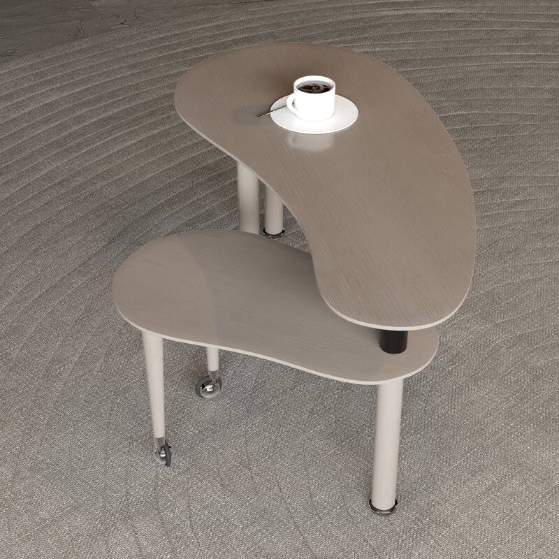Contemporary rotatable cocktail table with solid rubber wood legs, 360 degree rotating coffee table