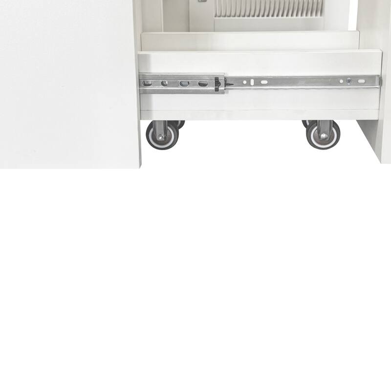Kitchen Pantry Cabinet With Multi-Functional Pull-Out Multi-Tier Storage Shelf,With Glass Doors