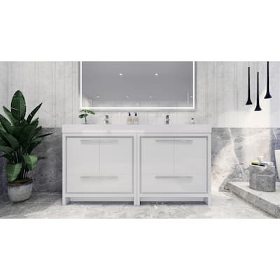 Dove 72'' Freestanding Vanity with Double Reinforced Acrylic Sink