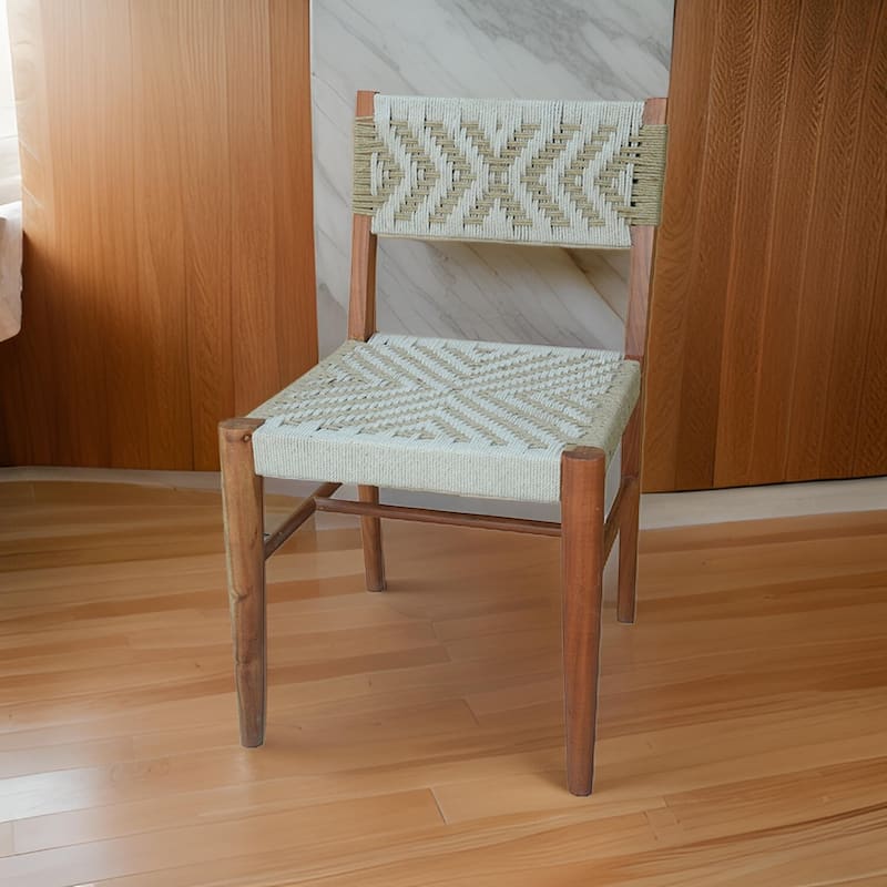Brown/Gray and Cream Fabric Upholstered Wood Frame Dining Chair, Set of 2, Sturdy Dining Chair for Dining Rooms - 19