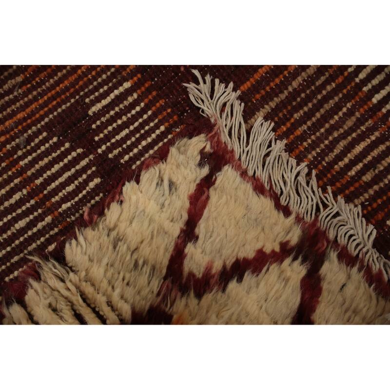 Hand Knotted Oriental 100% Wool Carpet Modern Tribal Red Moroccan Area Rug - 9' 10'' X 8' 3''