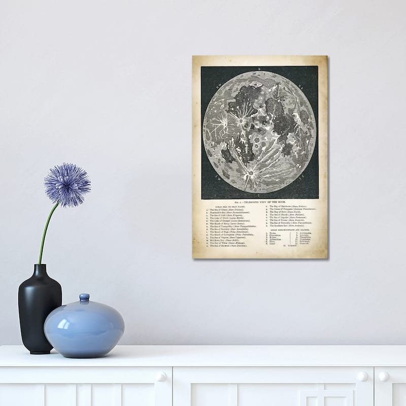 iCanvas "Moon Map" by PatentPrintStore Canvas Print - 18x12x1.5