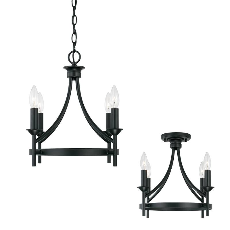 Peyton 4-light Matte Black Dual Mount Semi-Flush/ Pendant
