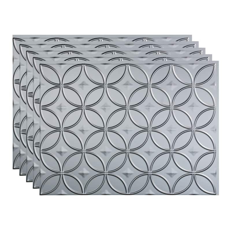 FASÄDE Rings Decorative Vinyl Backsplash Panel - 5 Pack - Argent Silver